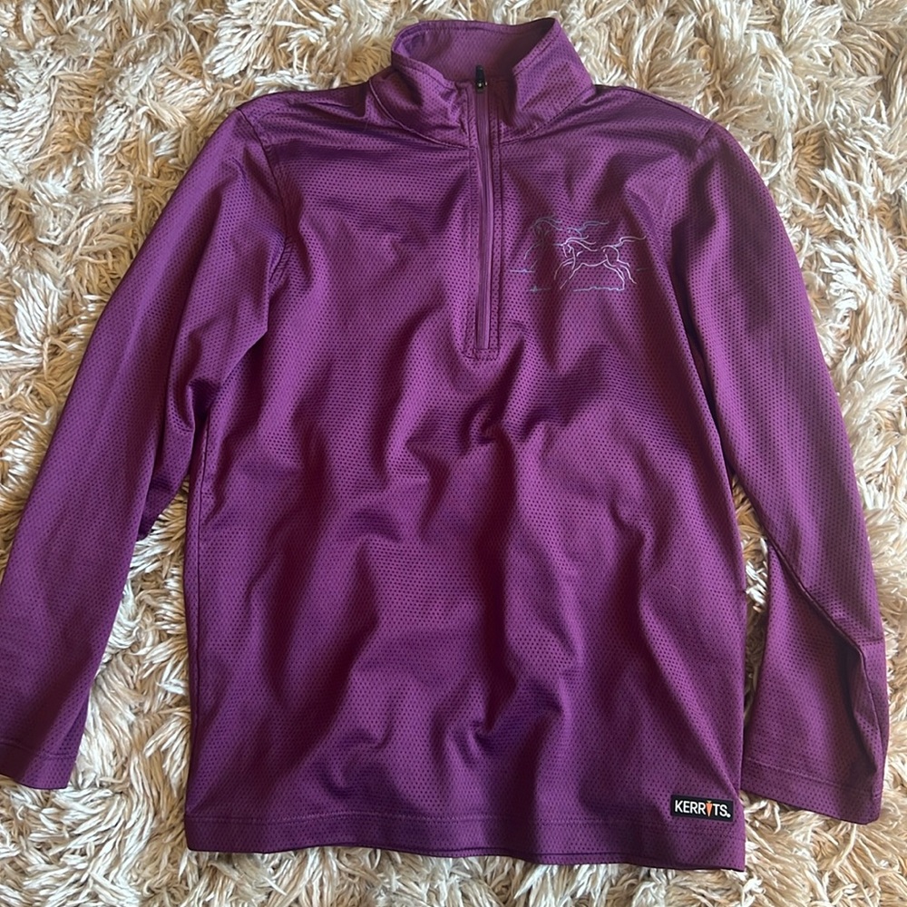 Kerrits Kids Easy Stride Ice Fil Long Sleeve Shirt. Size Large in Magenta